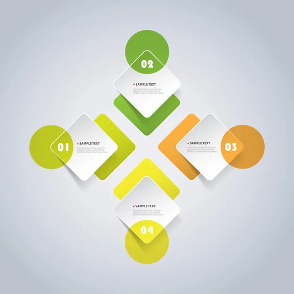 Design de Infográficos de Corte de Papel Mínimo Colorido, Modelo de Apresentação - Quadrados Redondos — Vetor de Stock