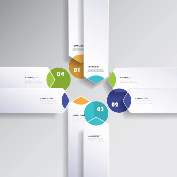 Desenho de Infográficos de Corte de Papel Mínimo Colorido, Modelo de Apresentação - Setas Arredondadas — Vetor de Stock