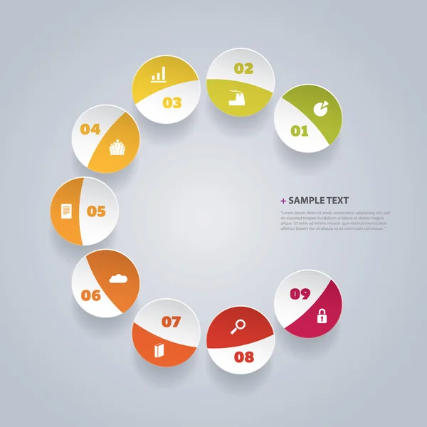 Renkli desenli Infographic tasarım şablonu — Stok Vektör