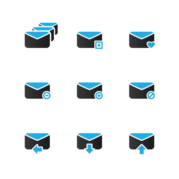 E-post Ikonuppsättning - blå serien — Stock vektor