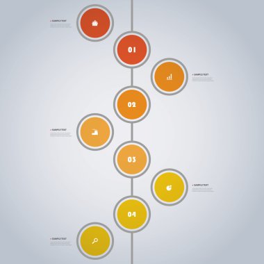 Renkli en az Infographics zaman çizelgesi tasarım daireler ile