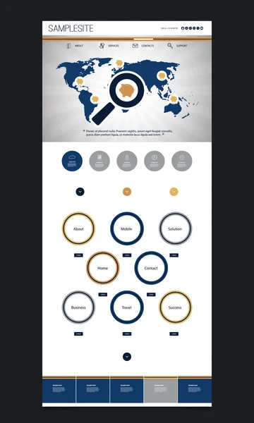 Шаблон сайта на одну страницу с дизайном заголовка — стоковый вектор