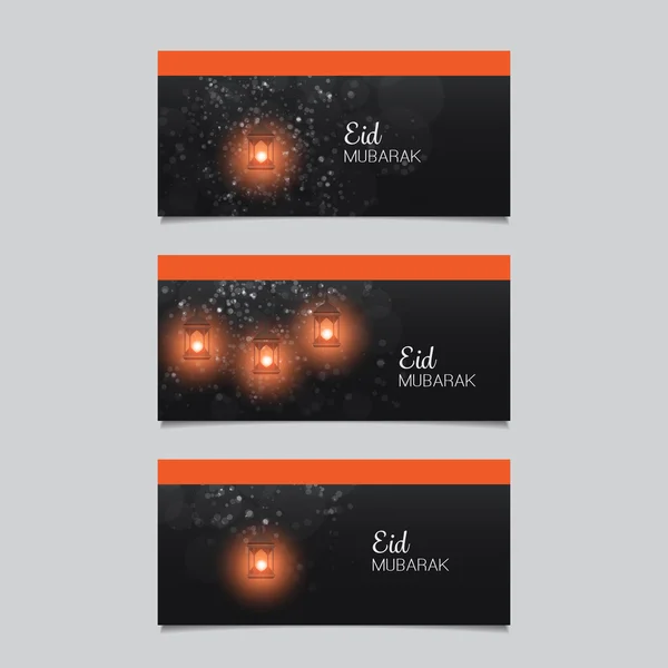 Eid Mubarak - maan aan de hemel - Ad Banners of Website Header Design voor Islamitische Gemeenschap Festival — Stockvector