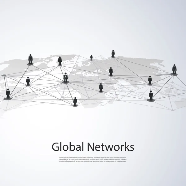 Redes - Conexões de negócios globais - Design de conceito de mídia social — Vetor de Stock