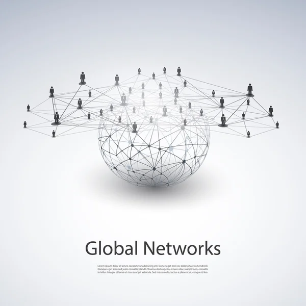 Réseaux - Connexions d'affaires, flux d'information - Conception minimaliste des médias sociaux modernes gris — Image vectorielle