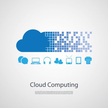 Cloud computing, ağlar tasarım konsepti ile çeşitli simgeleri