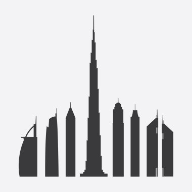  Yedi ünlü gökdelen siluetleri Dubai topluluğu  
