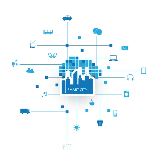 Smart City Design Concept avec des icônes — Image vectorielle