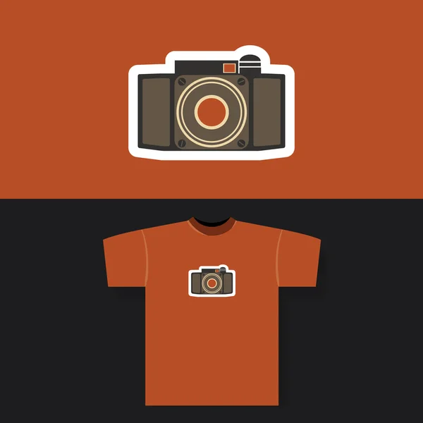 T-shirt baskı tasarım konsepti Vintage fotoğraf makinesi ile — Stok Vektör