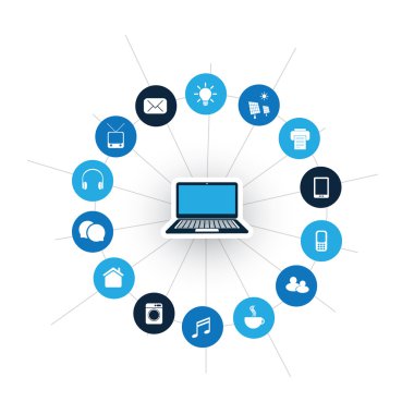 Internet şeyler, dijital ev ve ağlar tasarım konsepti ile kutsal kişilerin resmi