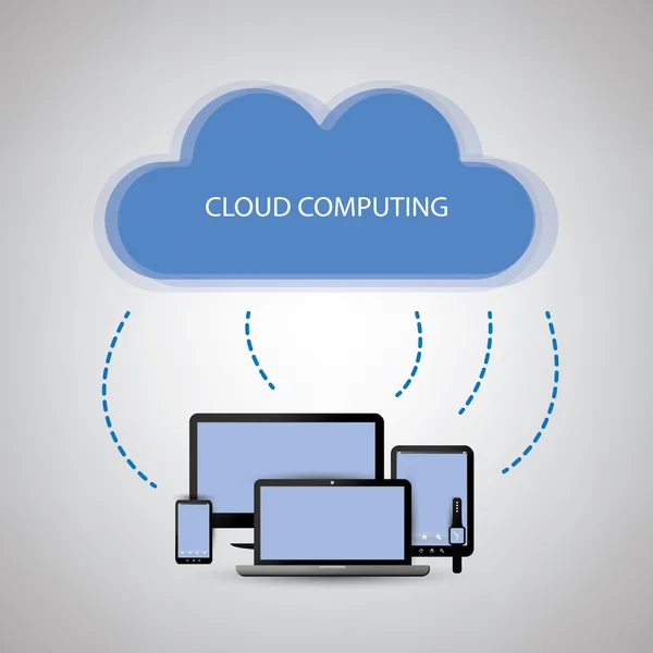 Cloud Computing, conceito de design de redes — Vetor de Stock