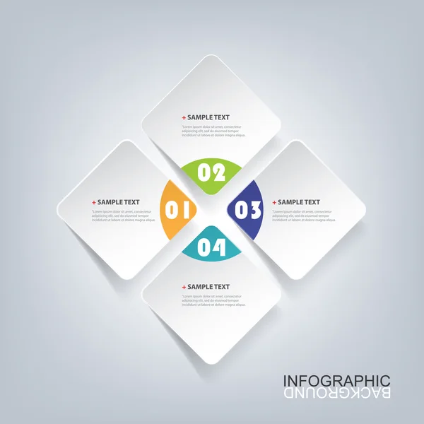 Kleurrijke minimale papier knippen Infographics Design - ronde pleinen — Stockvector