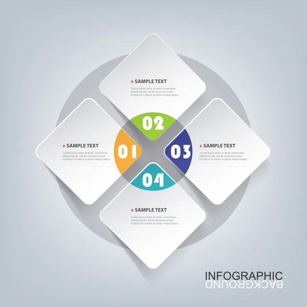 Renkli en az kağıt Infographics tasarım - tur kareler kesin. — Stok Vektör