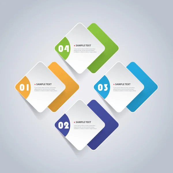 Farbenfroher minimaler Papierschnitt Infografik Design - runde Quadrate — Stockvektor