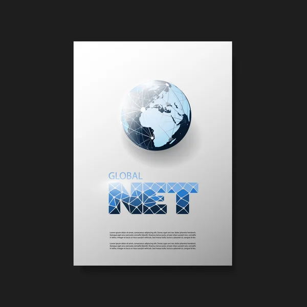 Flyer of Cover Design met zakelijke of sociale netwerk systeem, verbindingen patroon, Earth Globe — Stockvector