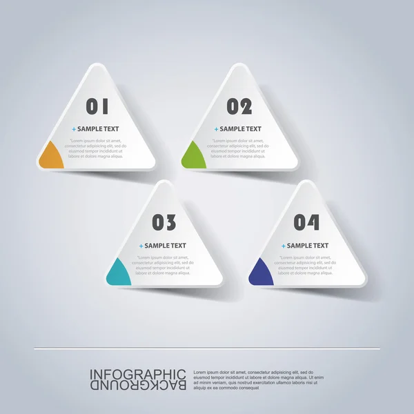 Colorful Minimal Paper Cut Infografica Design, Presentazione Template - Triangoli — Vettoriale Stock