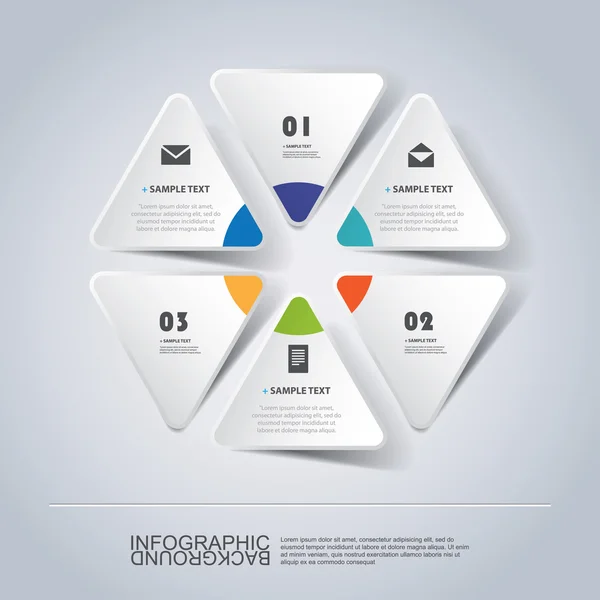 Kleurrijke minimale papier knippen Infographics Design, presentatiesjabloon - driehoeken — Stockvector