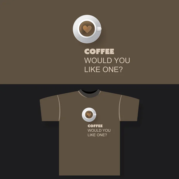Konsept for utforming av T-skjorte med kaffekopp – stockvektor