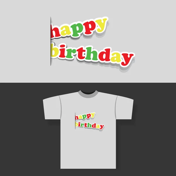 T-shirt Εκτύπωση Σχεδιασμός έννοια με πολύχρωμα χαρτί κοπεί Banner χρόνια πολλά — Διανυσματικό Αρχείο