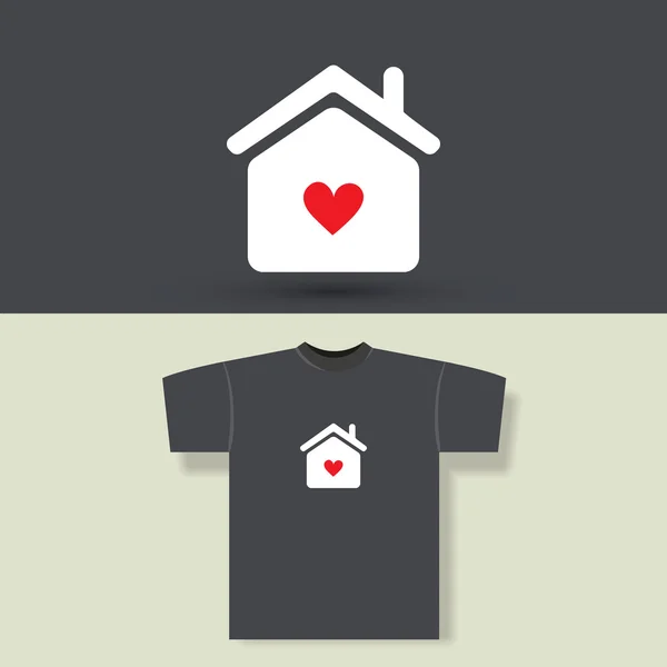 T-shirt baskı tasarım konsepti ile aşk ev kavramı — Stok Vektör