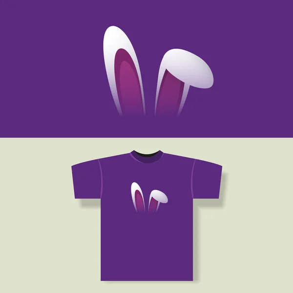 Концепция дизайна футболок с пасхальной тематикой, кроличьи уши — стоковый вектор