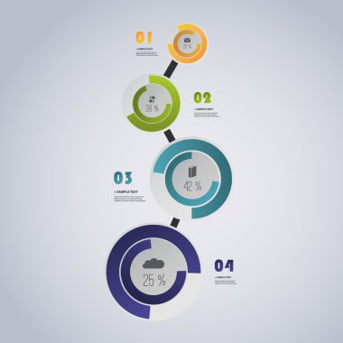 Renkli en az kağıt kesme Infographics tasarım, sunu şablonu