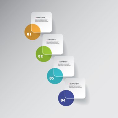 Renkli en az kağıt Infographics tasarım, sunu şablonu - tur kareler kesin.