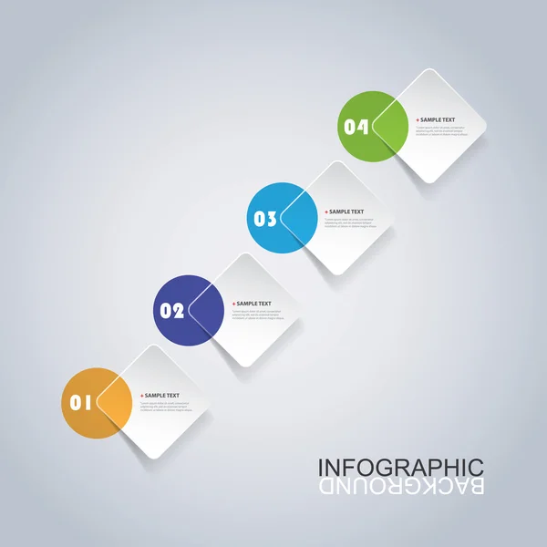 Πολύχρωμο ελάχιστη χαρτί κοπεί Infographics σχεδιασμό, πρότυπο παρουσίασης - γύρο πλατείες — Διανυσματικό Αρχείο