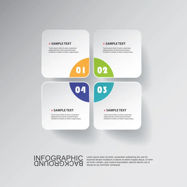 Farbenfroher minimaler Papierschnitt Infografik Design - runde Quadrate — Stockvektor