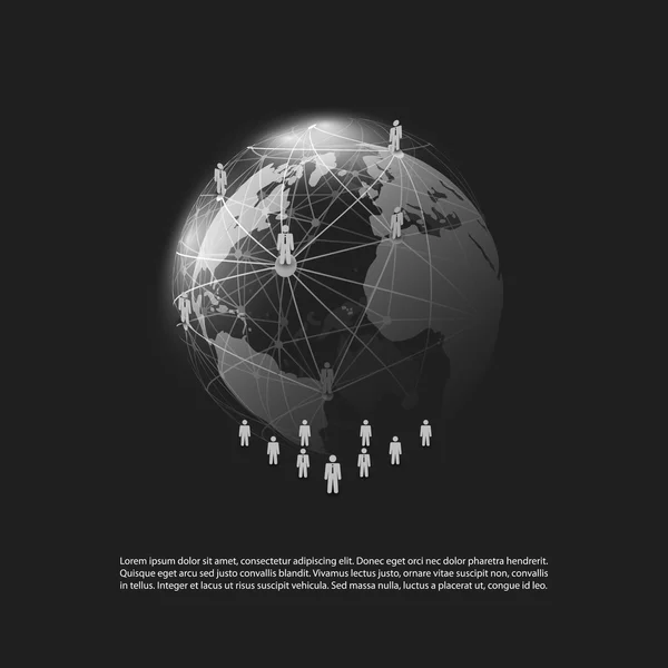 Concept Cloud Computing et réseaux - Médias sociaux, Connexions d'affaires numériques, Globe Terre — Image vectorielle