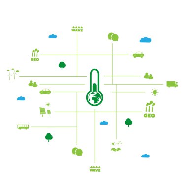 Global Warming, Eco Friendly World - Connections, Networks - Design Concept with Icons clipart