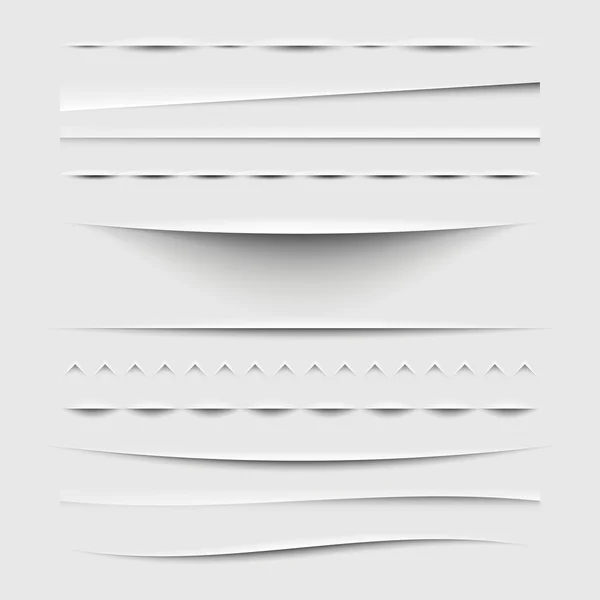 Web Dividers e sombras modelo - Elemento de design conjunto — Vetor de Stock