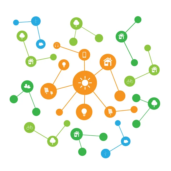 Global Warming, Eco Friendly World - Connections, Networks - Design Concept with Icons — Stock Vector