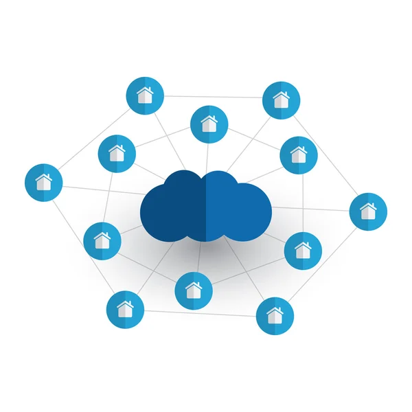 Digital World - Progettazione di reti, IoT e Cloud Computing con icone — Vettoriale Stock