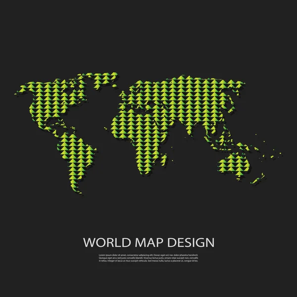 Abstrakte Weltkarte aus grünen Dreiecken — Stockvektor