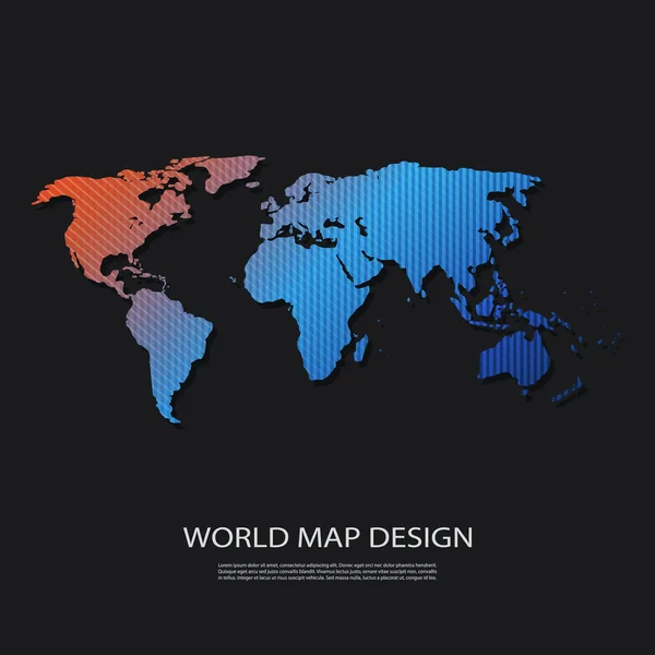 Diseño de fondo de mapa del mundo abstracto colorido en formato vectorial editable — Vector de stock