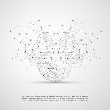 Soyut Cloud Computing ve ağ bağlantıları konsept tasarımı ile şeffaf geometrik kafes, tel kafes küre - illüstrasyon düzenlenebilir vektör formatında