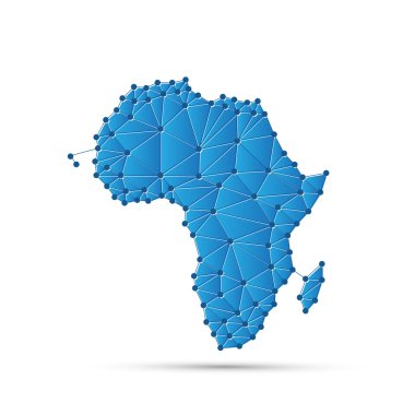 Dijital ağ bağlantıları - Minimal Modern tarz teknolojik altyapı, yaratıcı tasarım çizim şablonu ile Afrika soyut poligonal Haritası