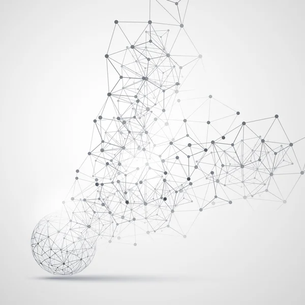 Abstract Cloud Computing and Network Connections Concept Design com malha geométrica transparente, Wireframe Sphere - Ilustração em formato vetorial editável — Vetor de Stock
