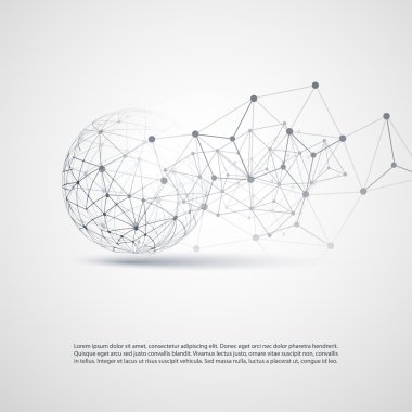 Soyut Cloud Computing ve ağ bağlantıları konsept tasarımı ile şeffaf geometrik kafes, tel kafes küre - illüstrasyon düzenlenebilir vektör formatında