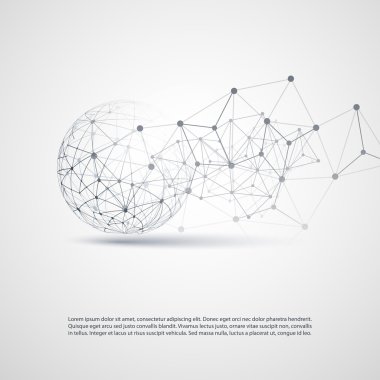 Abstract Cloud Computing and Network Connections Concept Design with Transparent Geometric Mesh, Wireframe Sphere - Illustration in Editable Vector Format clipart