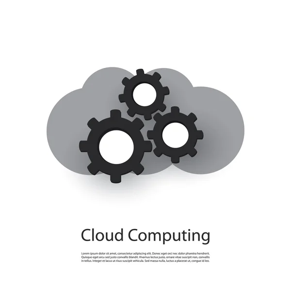 Cloud Computing-Konzept, wolkenförmiges Logo-Design mit Zahnrädern im Inneren — Stockvektor