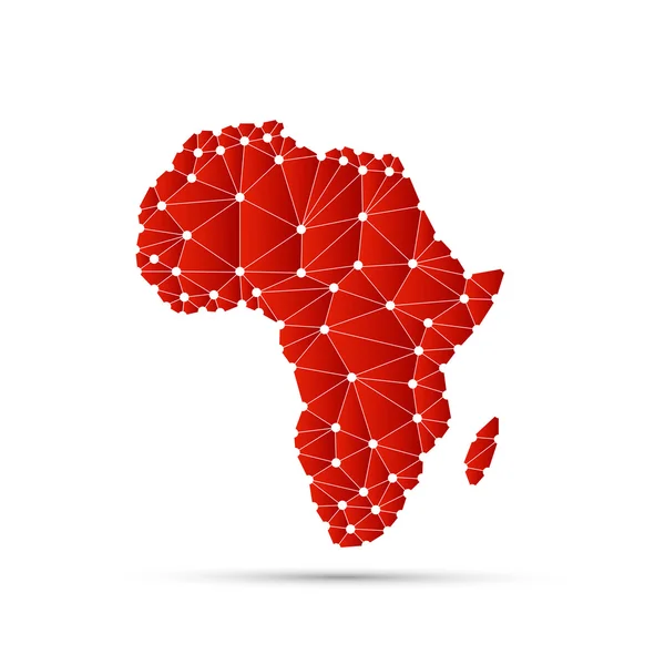 Mapa poligonal abstrato da África com conexões de rede digital — Vetor de Stock
