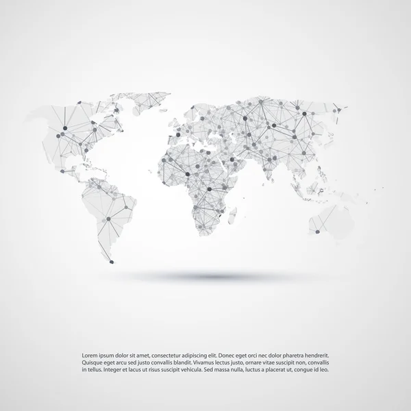 Conception de concepts abstraits de Cloud Computing et de connexions réseau avec World Map - Illustration en format vectoriel modifiable — Image vectorielle