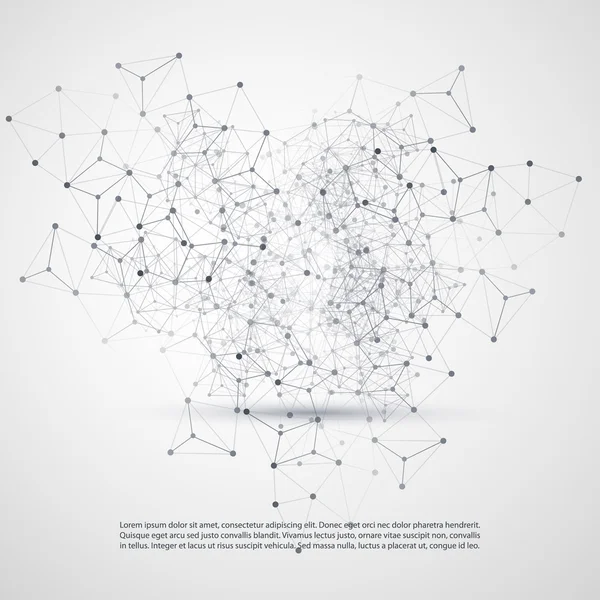 Abstrak Cloud Computing and Network Connections Concept Design with Transparent Geometric Mesh - Illustration in Editable Vector Format - Stok Vektor