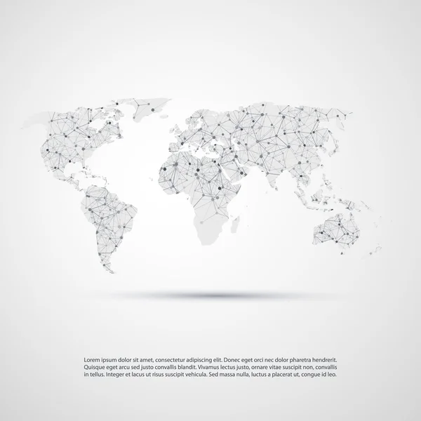 Abstract Cloud Computing and Network Connections Concept Design with World Map - Ilustração em formato vetorial editável — Vetor de Stock