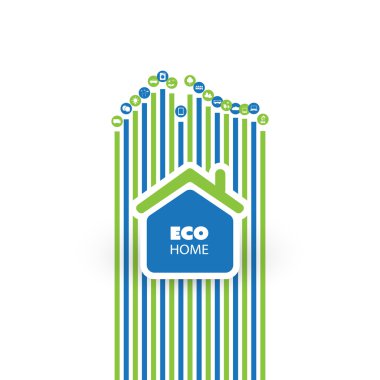 Yeşil Eko Dostu akıllı ev konseptiyle simgeler - illüstrasyon düzenlenebilir vektör formatında