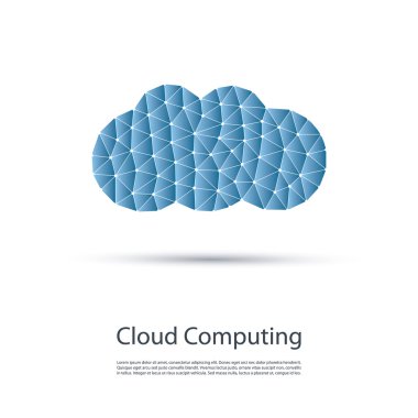 En az bulut bilgisayar, ağ yapısı, telekomünikasyon konsept tasarımı ile bağlantı kafes şeklinde bulut mavi 