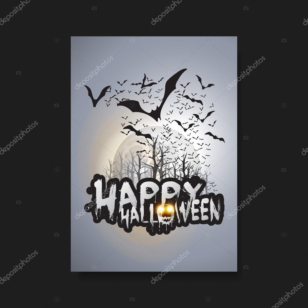 happy halloween card flyer or cover template flying bats over the