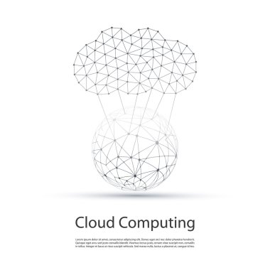 Siyah ve beyaz en az bulut bilgisayar, ağ yapısı, telekomünikasyon konsept tasarımı ile tel kafes 